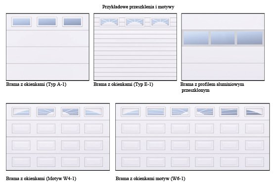 Bramy garażowe Wiśniowski segmentowe - wzory przeszkleń - Faktor Bydgoszcz
