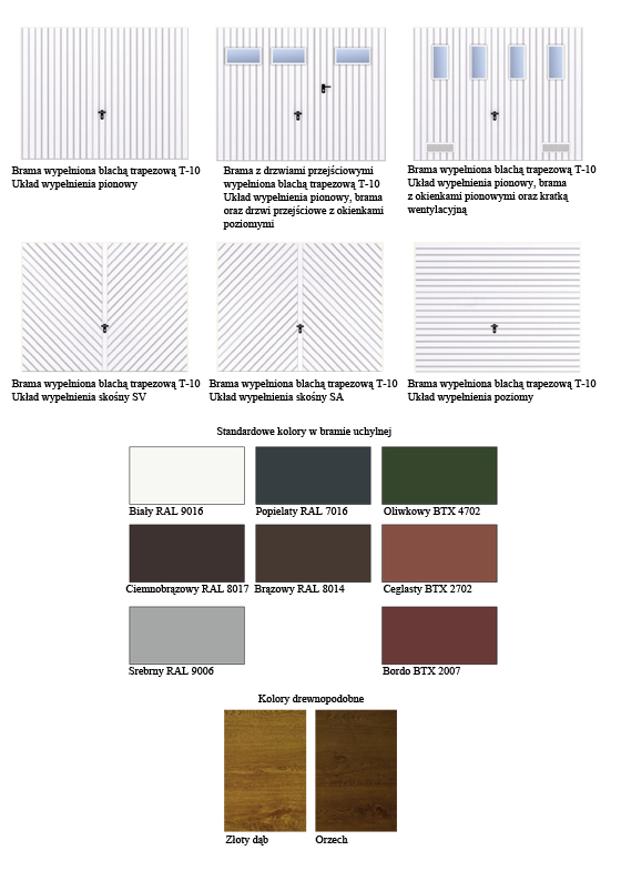 Bramy garażowe Wiśniowski - wypełnienia i kolory - Faktor Bydgoszcz